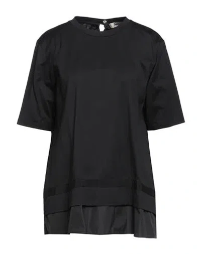 Herno Woman T-shirt Black Size 6 Cotton, Polyester In Black