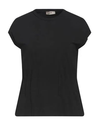 Herno Woman T-shirt Black Size 8 Cotton, Elastane