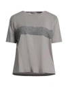 Herno Woman T-shirt Grey Size 2 Cotton, Elastane, Alpaca Wool, Polyamide, Wool In Grey