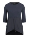 Herno Woman T-shirt Navy Size 4 Cotton, Polyester In Navy Blue