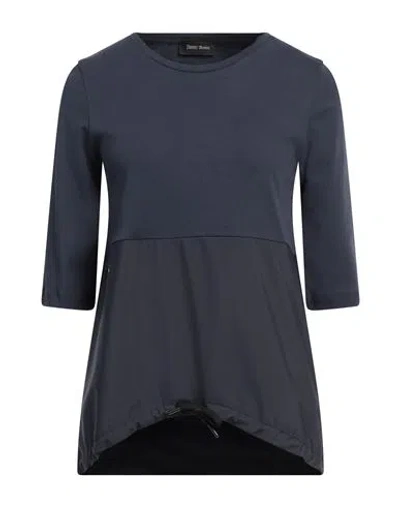 Herno Woman T-shirt Navy Size 4 Cotton, Polyester In Navy Blue