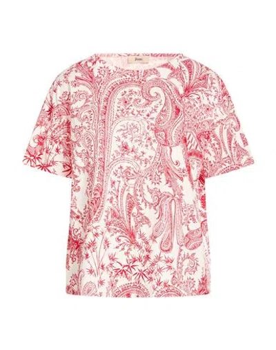 Herno Woman T-shirt Red Size 14 Cotton, Viscose In Brown