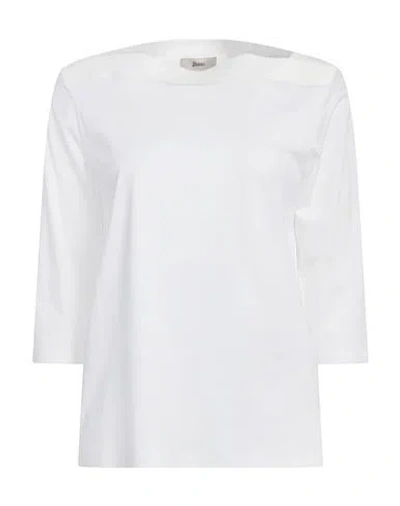 Herno Woman T-shirt White Size 2 Cotton, Elastane, Polyamide