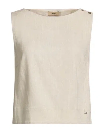 Herno Woman Top Beige Size 6 Viscose, Linen In Neutral