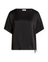Herno Woman Top Black Size 12 Acetate, Viscose, Cotton In Black