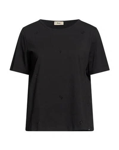 Herno Woman T-shirt Black Size S Cotton, Elastane
