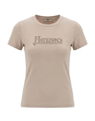 Herno Woman T-shirt Blush Size 4 Cotton, Elastane In Neutral