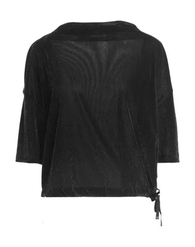 Herno Woman T-shirt Charcoal Size 2 Polyamide, Cotton, Polyester In Black