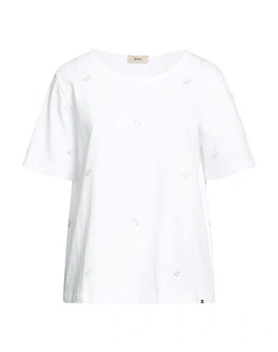 Herno Woman T-shirt White Size L Cotton, Elastane