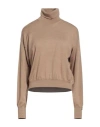 Herno Woman Turtleneck Camel Size 12 Virgin Wool In Multi