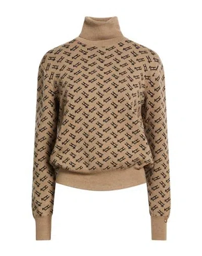 Herno Woman Turtleneck Camel Size 2 Virgin Wool In Brown