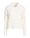 Herno Woman Turtleneck Cream Size 8 Wool, Polyamide, Elastane