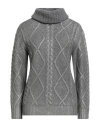 Herno Woman Turtleneck Grey Size 8 Wool, Polyester, Cotton