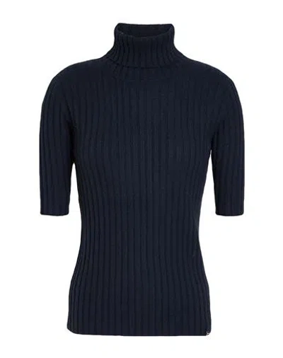 Herno Woman Turtleneck Navy Size 8 Cashmere In Blue
