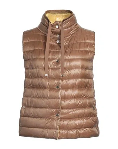 Herno Woman Vest Camel Size 12 Polyamide, Polyester, Cotton In Brown