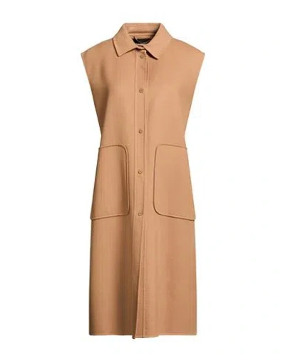 Herno Woman Vest Camel Size 4 Virgin Wool, Polyester In Brown