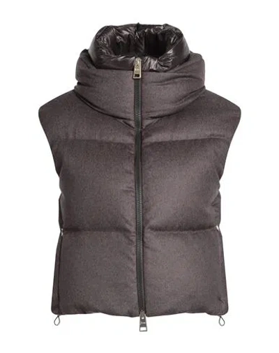 Herno Woman Vest Dark Brown Size 0 Silk, Cashmere, Polyamide