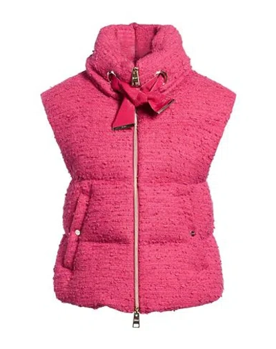 Herno Woman Vest Fuchsia Size 6 Cotton, Virgin Wool, Polyamide In Pink