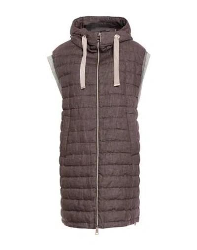 Herno Woman Vest Plum Size 6 Linen, Polyester, Polyamide, Viscose, Elastane In Brown