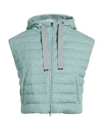 Herno Woman Vest Turquoise Size 8 Polyester, Viscose, Metallic Fiber, Polyamide In Blue