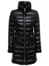 Herno Womans Maria Black Quilted Nylon Long Down Jacket In Black