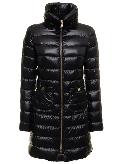 Herno Womans Maria Black Quilted Nylon Long Down Jacket