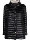 Herno Black Down Jacket With Snap Buttoned High Neck In Tech Fabric Woman In Black