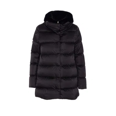 Herno Women A-shape Satin Down Jacket In Black