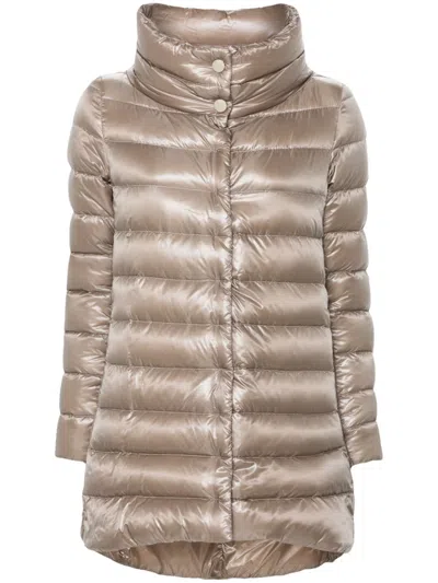 Herno Women Ameli Midi Down Jacket In Brown
