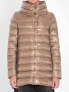 Herno Amelia Water-resistant Ultralight Nylon A-line Puffer Jacket In Neutral