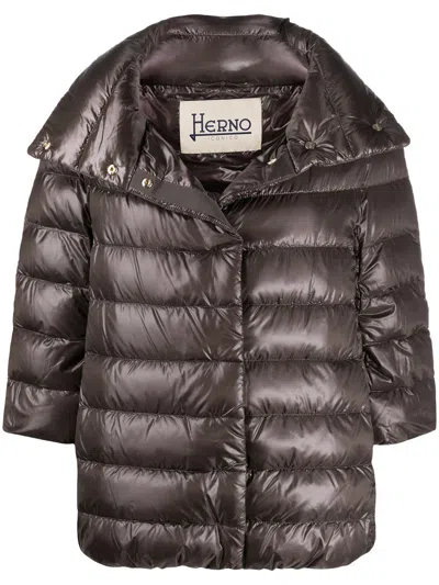 Herno Women Aminta Nylon Cape In Brown