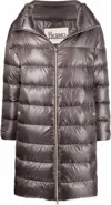 Herno Matilde Long Down Jacket High Collar In Grigio