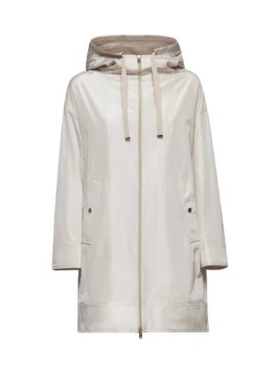 Herno Women Beige New Techno Taffeta Hooded Parka In Gray