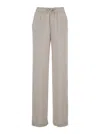 Herno Women Beige Pants With Elastic Waistband In Tech Fabric Woman In Gray