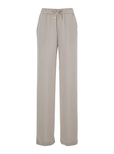 Herno Women Beige Pants With Elastic Waistband In Tech Fabric Woman In Gray