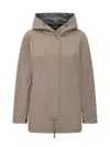 Herno Beige Solid Hood Jacket In Brown