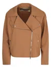 Herno First-act Pef Biker Jacket In Camel
