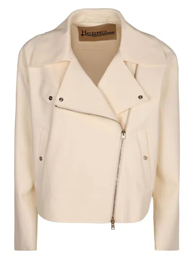 Herno Women's Biker Jacket In Panna