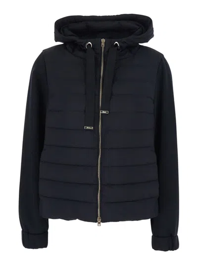 Herno Women Black Down Jacket With Drawstring Hood And Quilted Design In Cotton And Tech Fabric Woma