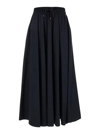 Herno Women Black Skirt With Elastic Drawstring Waist In Tech Fabric Stretch Woman