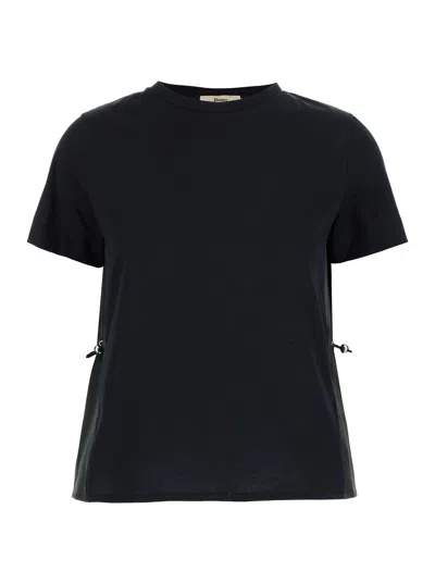 Herno Women Black T-shirt With Drawstring And Cut-out In Cotton Woman