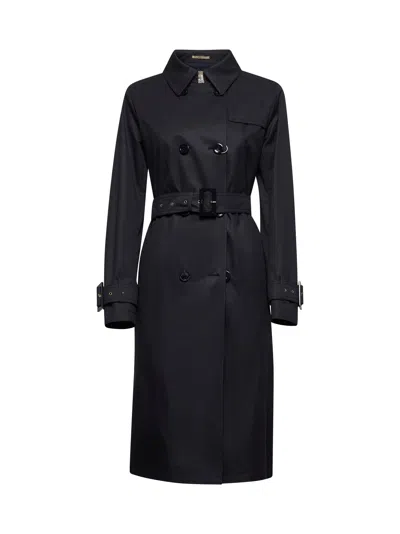 Herno Women Blue Delon Double-breasted Trench Coat In Black