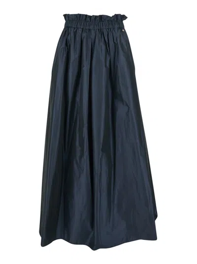 Herno Women Blue Skirt With Logo Plaque On The Side And Elastic Waist In Tech Fabric Woman In Black