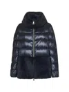 Herno Women Blue Ultralight Nylon And Lady Alternative Fur Cape In Blue