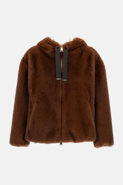 Herno Women Bomber In Synthetic Fur In Brown
