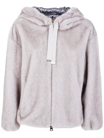 HERNO HERNO WOMEN "BOMBER" SOFT FAUX FUX JACKET