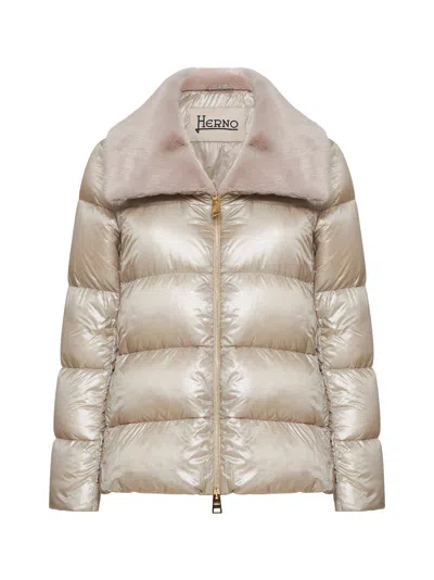 Herno Chantilly Down Jacket With Ultralight Nylon In Neutral