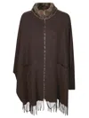 Herno Turtleneck Cape In Brown