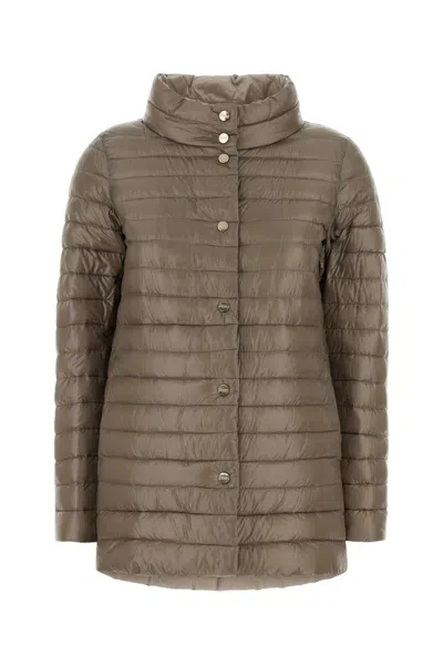 Herno Women Cappuccino Nylon Reversible Down Jacket In Brown