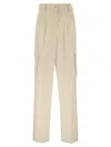 Herno Women Cargo Trousers In Wool And Viscose Blend In Neutral